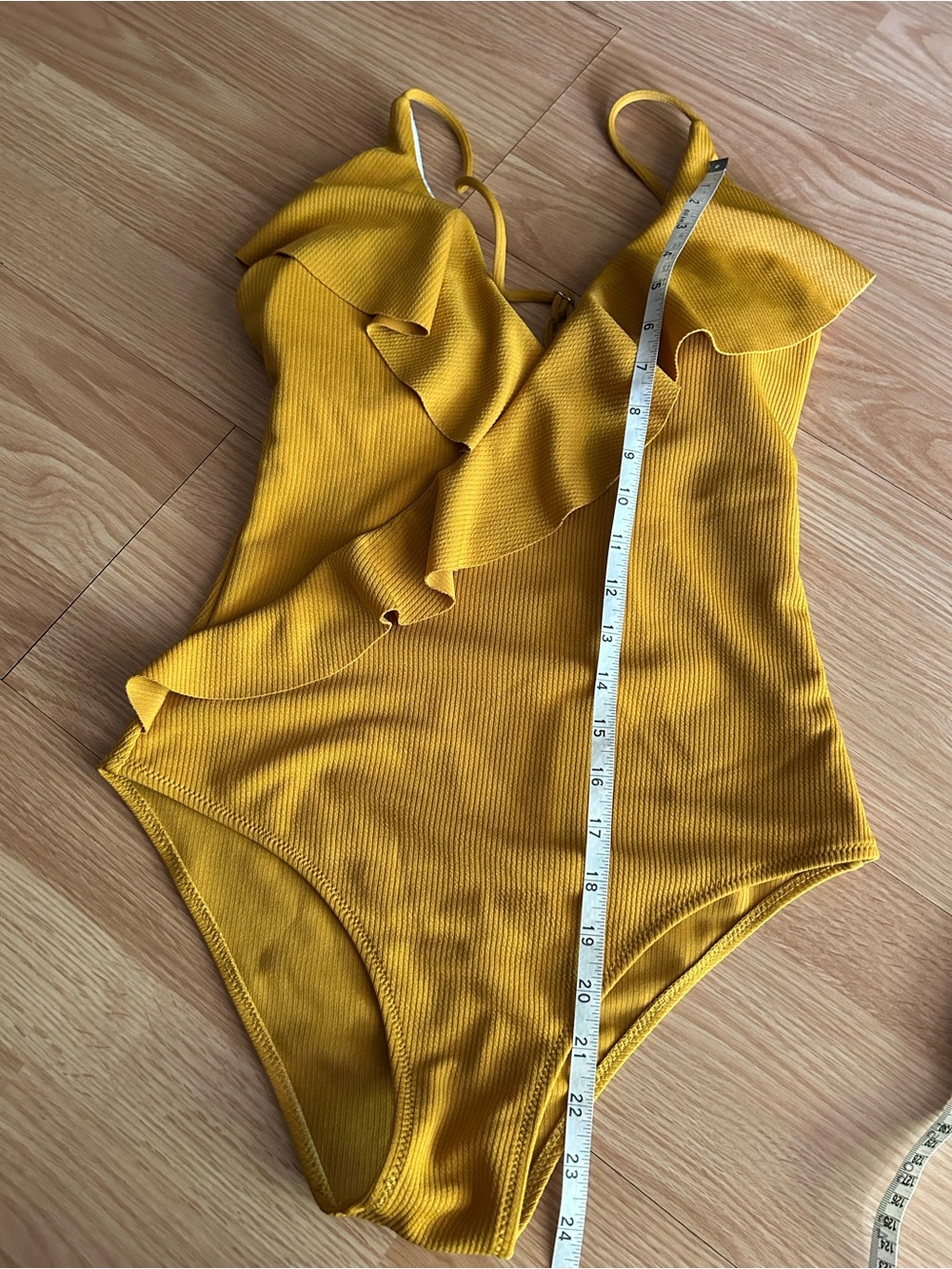 Cupshe Yellow Ruffle Ribbed One Piece Bikini Medium - Picture 7 of 9